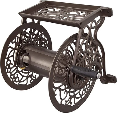 704 Decorative Cast Aluminum Wall Mount Garden Hose Reel, Holds 125-Feet of 5... - Image 1 of 4