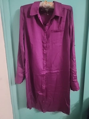 VESTIDO CAMISERO MORADO Guess By MARCIANO Mujer Talla Pequeña Mangas Largas  Foto 1 de 4