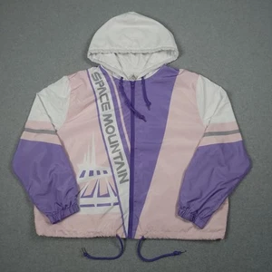 Disney Space Mountain Jacket Women XL Pink Purple Colorblock Hooded Windbreaker - Picture 1 of 7