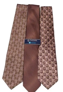 Stafford brown & gold Made of 100% Silk Men’s Necktie Made In China,USA & Italy - Picture 1 of 5