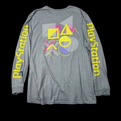 Camisa Playstation Para Hombre X-Grande Gris Retro Hechizo Doble Cara Logo Manga Larga Foto 1 de 4