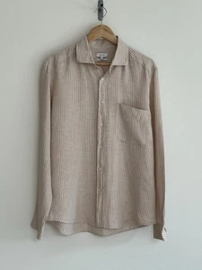 Reiss "Oe Elba" Langarm Hemd 100% Leinen Ton weiß Nadelstreifen XL / Slim Fit - Bild 1 von 14