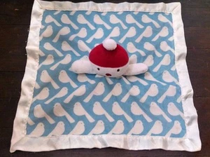 Cocalo Baby Lovey Blue White Birds Plush Red Santa Hat Security Blanket Satin - Picture 1 of 4