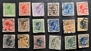 Stamp Denmark 1913-28 King Christian X A16 set of 18 used - Picture 1 of 1