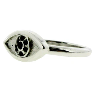 Nuovo anello cocktail NOS House of Harlow 1960 cristallo nero malocchio tono argento 6 - Foto 1 di 2