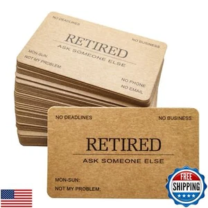 RXBC2011 Retired Business Cards Kraft paper Funny Retirement Gift (Pack of 50 - Picture 1 of 5