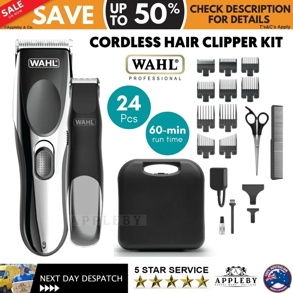 Wahl Cordless Rechargeable Hair Clipper Shaver Trimmer Grooming Clippers Set - image 1 of 4