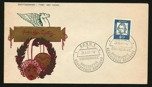 1961 GERMANY LESSING WRITER STAMP GOLDEN REPLICA AUTOGRAPH FIRST DAY COVER - Picture 1 of 2
