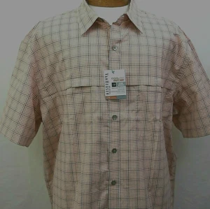 Van Heusen LT Button Front Short Sleeve Big & Tall Shirt NWT New Orange Plaid - Picture 1 of 5