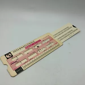 English Metric Converter Slide Rule Length Area Temp Vintage 1970 Internationale - Picture 1 of 12
