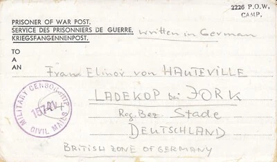 Kriegsgefangenenpost Flieger-Oberstabsingenieur 1946 von Zedelgem - Ladekop - Bild 1 von 2