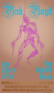 Poster Repro - Early Pink Floyd 1968 - Liverpool Art College Gig. 55x32cm, 56yrs - Bild 1 von 9