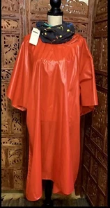 Vintage Poncho Raincoat Red Coat Cape Womens Nylon Wide Sleeves NEW 1980s - Picture 1 of 3