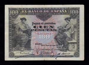 F.C. 100 PESETAS 1906 , SIN SERIE , MBC- . - Picture 1 of 2