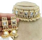 Indian Bollywood Kundan Gold Plated Fashion Jewelry Bridal Choker Necklace Set