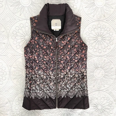 HEI HEI anthropologie Floral Print Puffer Vest SMALL 'Trellia' Quilted Zip Front - Image 1 of 4