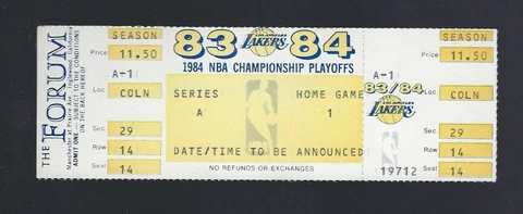 1984 NBA PLAYOFFS FULL TICKET LAKERS MAGIC JOHNSON KAREEM ABDUL JABBAR GAME #1 Cover