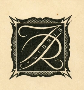 Vintage Calligraphy Ex libris Bookplate by Ivan Rerberg (1892-1957), Russia - Picture 1 of 2