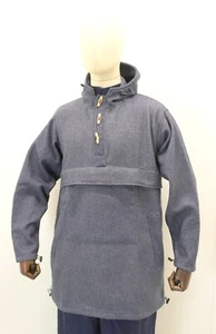 Couverture bleu doux laine mélangée anorak hiver montagne smock belle qualité vintage - Photo 1/7