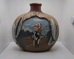Provincial Mold 81 Native American Indian 3D Ceramic Vase Hand Painted - Picture 1 of 5