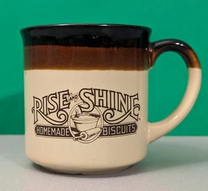 Taza de café Hardee's Rise & Shine 1984 de colección - taza rústica de cerámica marrón de comida rápida - Imagen 1 de 22