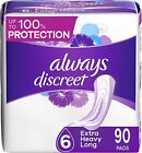 90 Count Always Discreet Incontinence Pads for Women, Extra Heavy Long, Size 6