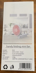 Hand-Held Folding Mini Fan USB Portable Desktop Cooling Cooler NIB travel breeze - Picture 1 of 3