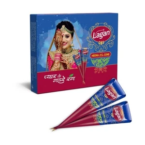 Premium Lagan Bridel Mehandi Cone By Pushp Henna (Pack of 6) With / FS - Picture 1 of 5