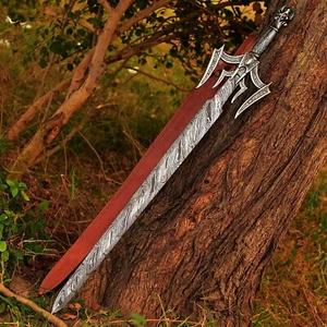 Handgeschmiedetes Damaststahl Wikinger Schwert scharf kampfbereit Mittelalter Schwert Geschenk - Bild 1 von 7