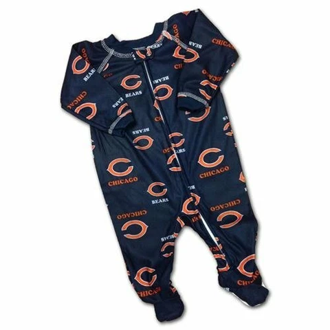 Chicago Bears Navy Logos Or Orange Sleeve Sleeper Pajamas Infant Baby Cover
