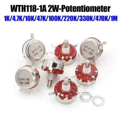 WTH118-1A 2W Variabler Widerstand Drehpotentiometer mit Kohlenstoffschicht 1K-1M - Bild 1 von 4