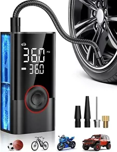 Tire Inflator Portable Air Compressor, 150PSI Smart Air Pump for Car Tires, LED - Picture 1 of 8