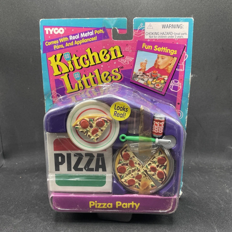 1995 TYCO Kitchen Little Pizza Party Set Realistic Metal Barbie Sized Food