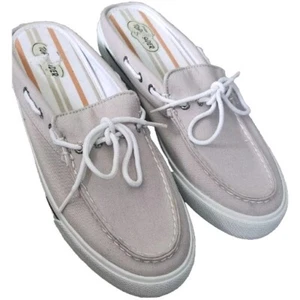Women Sperry Top-Sider Mule Boat Shoes Slides Tan Canvas size 10 M - Picture 1 of 7