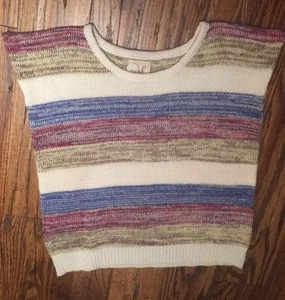 Peek  Girls MULTICOLOR Striped Short Sleeve Sweater  Size 2XL/ 12 EXCELLENT - Picture 1 of 3