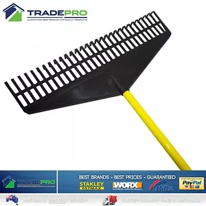 Garden Rake Leaf Grass 60cm Wide 24 Teeth Steel Handle Soil Spreader Pickup Med - Picture 1 of 3