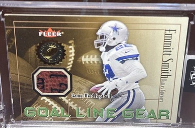 Fleer Authority Emmitt Smith Goal Line Gear 2001 juego ¡Reliquia de pelota usada!! Foto 1 de 2