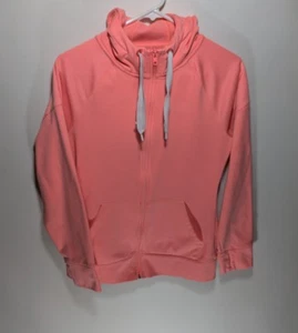 Womens The North Face Suprema FZ Neon Peach Pink Long Sleeve Full Zip Hoodie SM - Picture 1 of 4