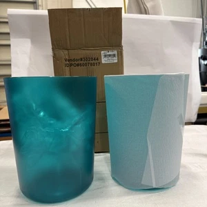 2 PK IDesign Finn Round Plastic Trash, Compact Waste Baskets 10" X 8" Teal - Picture 1 of 5