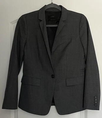 Mujer J. Blazer Chaqueta Deportiva Crew Super 120's Gris 100% Lana Abrigo Corpcore Talla 2 Foto 1 de 4