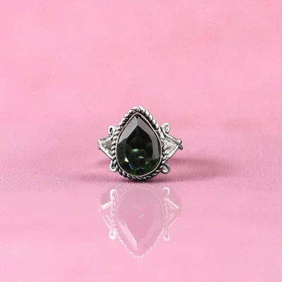 Green Tourmaline Stone 925 Silver Wedding Statement Wife Ring Jewelry Size 6 - Image 1 of 4