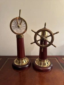 E4 Maritim Schiff Maschinenraum Tschadboam Telegrafenrad & Schiffsrad Messing & Holz - Bild 1 von 18