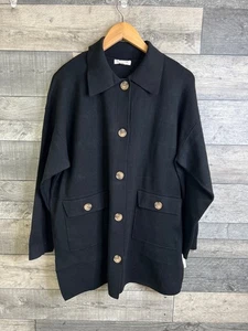 Chaqueta tejida Monsoon para mujer talla grande negra Nina cárdigan utilitario tejido - Imagen 1 de 10