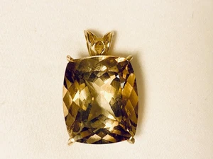 COLGANTE TOPACIO IMPERIAL GENUINO ORO MACIZO 14K 24MMX20MM 16,5 GRAMOS ¡NUEVO! - Imagen 1 de 8