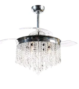 Parrot Uncle 42in Chrome w/ Clear Blades  LED Light  Chandelier Ceiling Fan.  - Picture 1 of 7