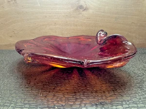 Red Orange Unique Decorative Hand Blown Glass Bowl - Picture 1 of 6