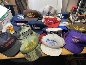 Vintage lot 17 Snapback Trucker Hat Caps Mesh Advertising USA- Read - Picture 1 of 18