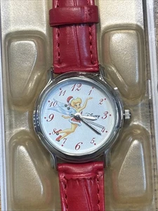 Reloj de pulsera Tinker Bell Disney Time Works correa roja edición especial nuevo con etiquetas - Imagen 1 de 11