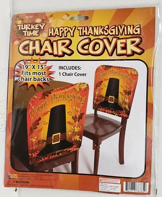 1 FUNDA SILLA COCINA VINILO (15"x19") FELIZ ACCIÓN DE GRACIAS, SOMBRERO PEREGRINO, Foro  Foto 1 de 4