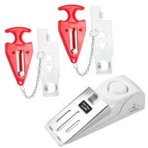 New Door Stop Alarm & Portable Security Door Lock Set for Travel Hotel Room Home - Picture 1 of 23